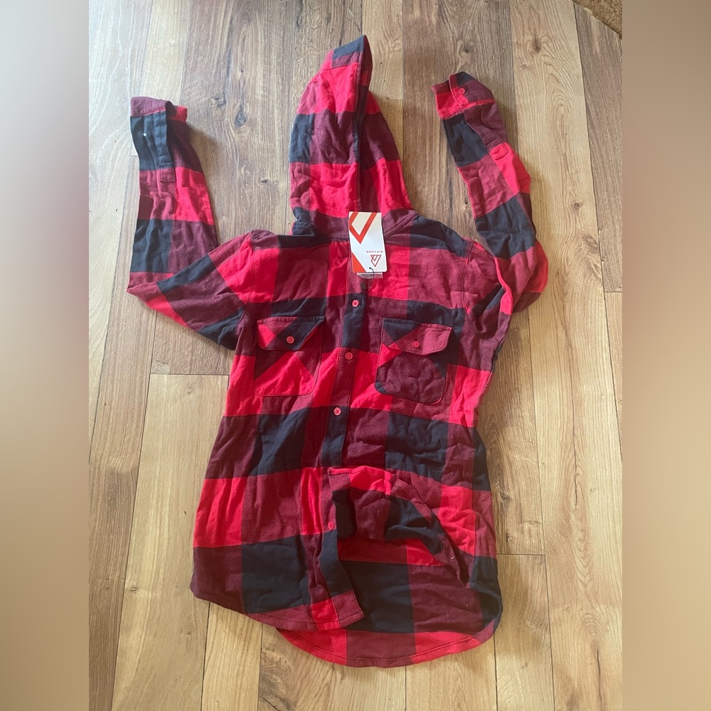 Ripzone Red and Black Plaid Hooded Flannel